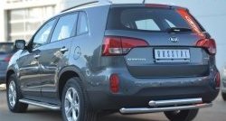 18 599 р. Защита заднего бампера (2 трубы Ø63 мм, нержавейка) SLITKOFF  KIA Sorento  XM (2012-2015) рестайлинг  с доставкой в г. Пермь. Увеличить фотографию 3