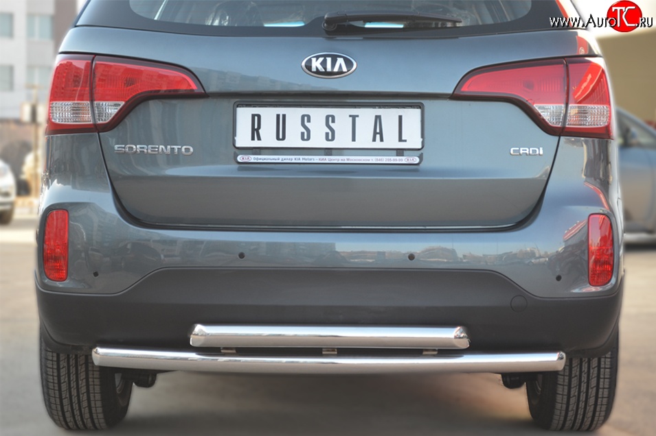 18 599 р. Защита заднего бампера (2 трубы Ø63 мм, нержавейка) SLITKOFF  KIA Sorento  XM (2012-2015) рестайлинг  с доставкой в г. Пермь