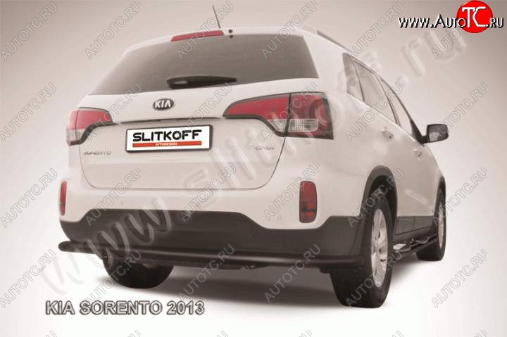 10 849 р. Защита заднего бампера из трубы d57 Slitkoff (длинная)  KIA Sorento  XM (2012-2015) рестайлинг (Цвет: серебристый)  с доставкой в г. Пермь