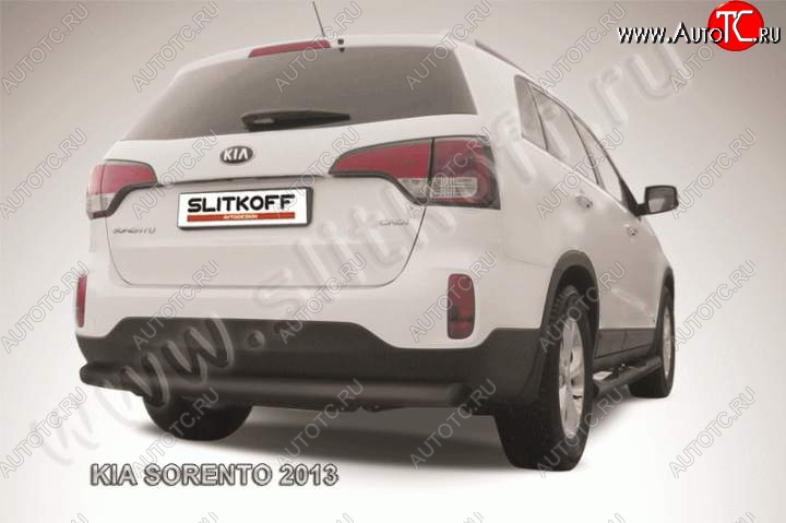 8 999 р. Защита заднего бампера из трубы d76 Slitkoff (длинная)  KIA Sorento  XM (2012-2015) рестайлинг (Цвет: серебристый)  с доставкой в г. Пермь