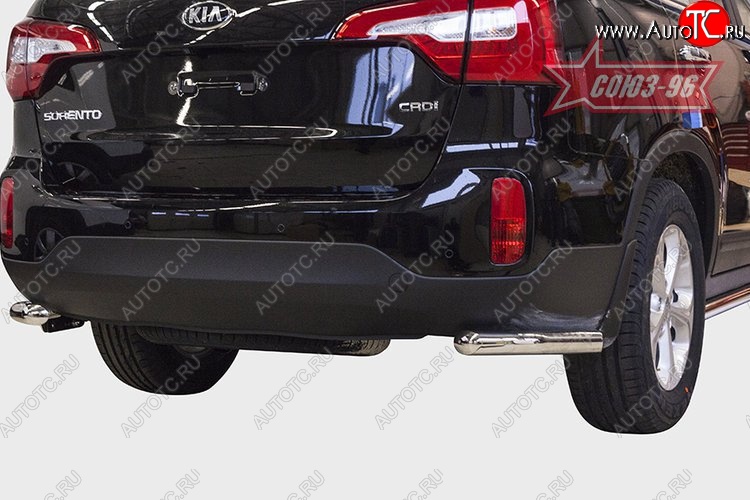 8 909 р. Защита заднего бампера из боковых уголков Souz-96 (d60)  KIA Sorento  XM (2012-2015) рестайлинг  с доставкой в г. Пермь