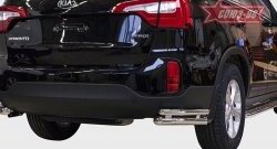 Защита заднего бампера из двойных боковых уголков Souz-96 (d60/42) KIA Sorento  XM (2012-2015) рестайлинг