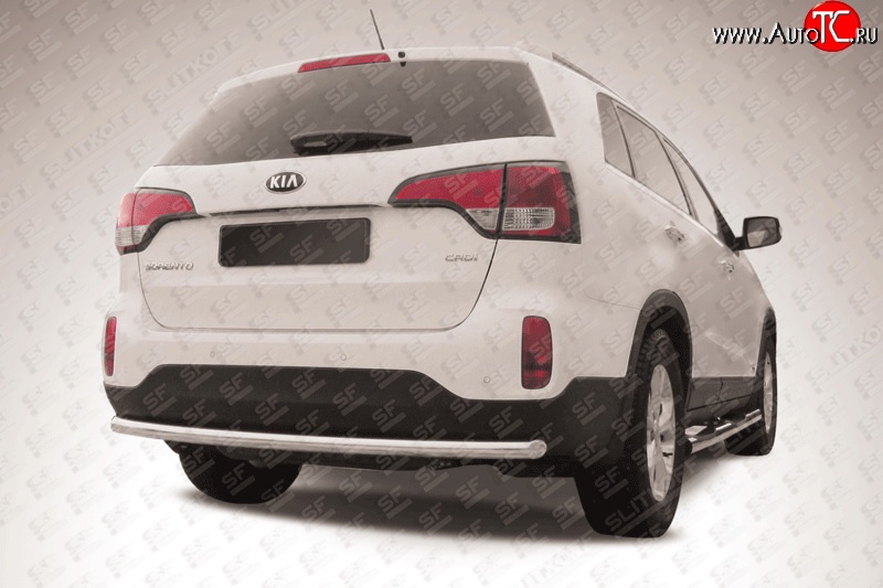 11 599 р. Защита заднего бампера из короткой трубы диаметром 57 мм Slitkoff  KIA Sorento  XM (2012-2015) рестайлинг (Нержавейка, Полированная)  с доставкой в г. Пермь