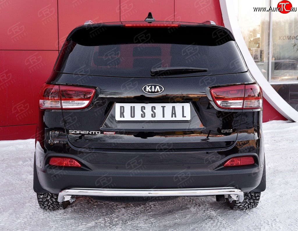 16 999 р. Защита заднего бампера (Ø42 мм волна, нержавейка) SLITKOFF  KIA Sorento  UM/Prime (2014-2018) дорестайлинг  с доставкой в г. Пермь
