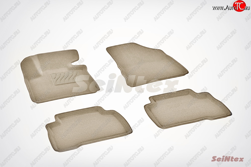 7 649 р. Износостойкие коврики в салон SeiNtex Premium 3D 4 шт. (ворсовые, бежевые)  KIA Sorento  XM (2012-2015) рестайлинг  с доставкой в г. Пермь