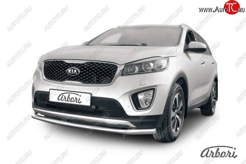 16 559 р. Защита переднего бампера Arbori (нержавейка, 1 труба d57 mm). KIA Sorento UM/Prime дорестайлинг (2014-2018)  с доставкой в г. Пермь