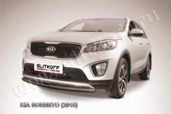 Защита переднего бампера (Ø57 мм, сталь с полимерным покрытием) Russtal KIA Sorento  UM/Prime (2014-2018) дорестайлинг (Цвет: серебристый)