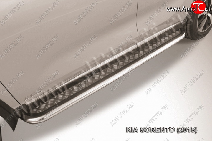 16 799 р. Широкая защита порогов Slitkoff  KIA Sorento  UM/Prime (2014-2018) дорестайлинг (Нержавейка, Полированная)  с доставкой в г. Пермь