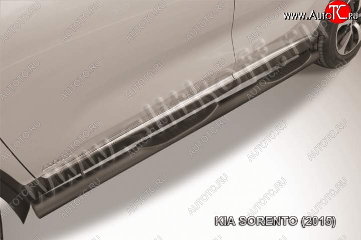 13 549 р. Защита порогов из труб d76 Slitkoff (с проступью)  KIA Soul  PS (2014-2016) дорестайлинг (Цвет: серебристый)  с доставкой в г. Пермь