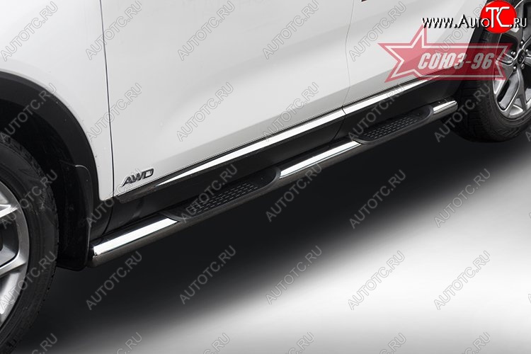 15 479 р. Защита порогов с проступью Souz-96 (d76)  KIA Sorento  UM/Prime (2014-2018) дорестайлинг  с доставкой в г. Пермь