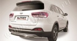 Защита заднего бампера из короткой трубы диаметром 57 мм Slitkoff KIA Sorento  UM/Prime (2014-2018) дорестайлинг (Нержавейка)