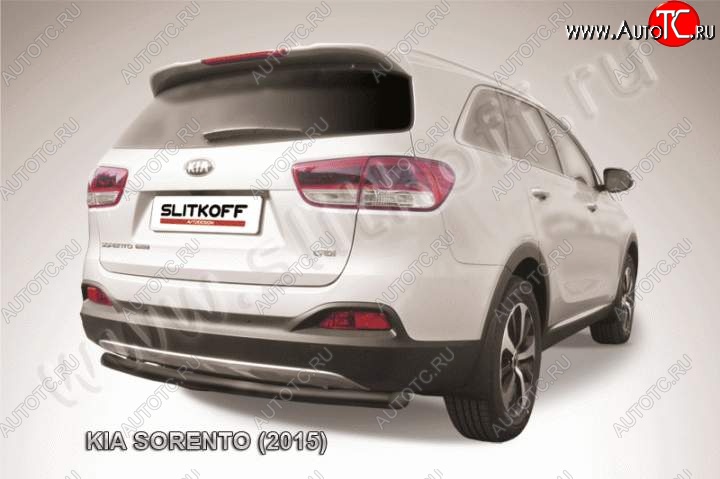 7 999 р. Защита заднего бампера из трубы d57 Slitkoff (радиусная)  KIA Sorento  UM/Prime (2014-2018) дорестайлинг (Цвет: серебристый)  с доставкой в г. Пермь