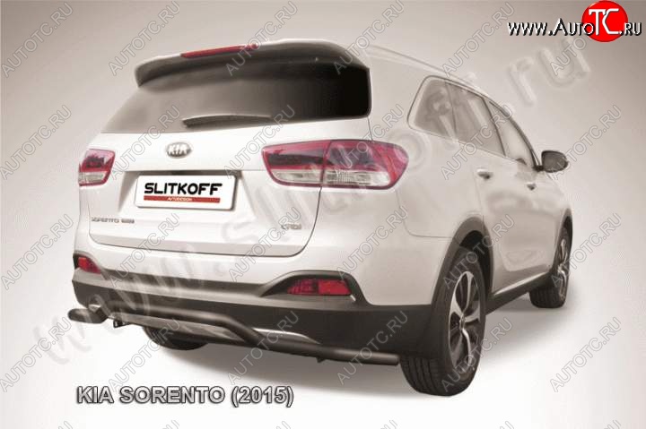 9 649 р. Защита заднего бампера из трубы d57 Slitkoff (волна)  KIA Sorento  UM/Prime (2014-2018) дорестайлинг (Цвет: серебристый)  с доставкой в г. Пермь