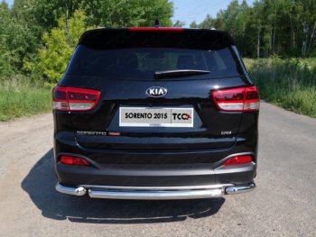 Защита заднего бампера (короткая) ТСС (нержавейка d 60,3 мм) KIA Sorento  UM/Prime (2014-2018) дорестайлинг