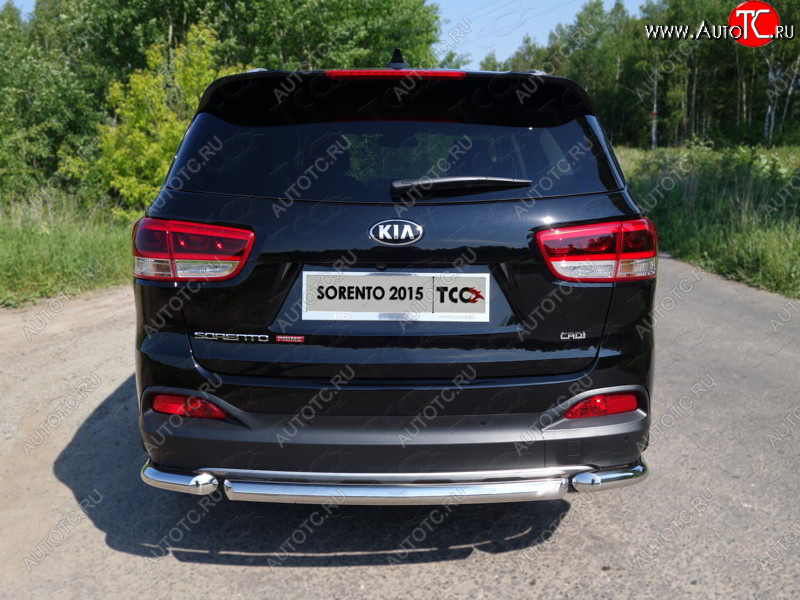 11 749 р. Защита заднего бампера (короткая) ТСС (нержавейка d 60,3 мм)  KIA Sorento  UM/Prime (2014-2018) дорестайлинг  с доставкой в г. Пермь