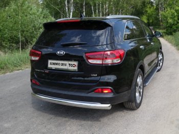 Защита заднего бампера (овальная длинная) ТСС (нержавейка d 75х42 мм) KIA Sorento  UM/Prime (2014-2018) дорестайлинг