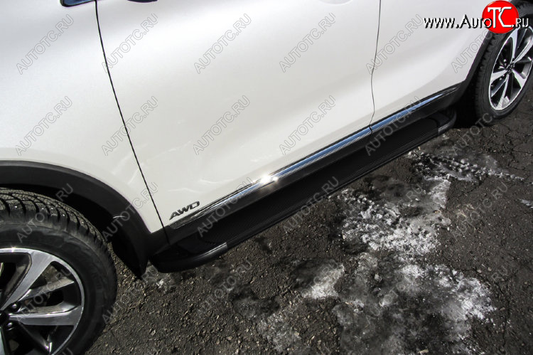 13 349 р. Пороги алюминиевые Slitkoff  KIA Sorento  UM/Prime (2014-2018) дорестайлинг (Optima Black )  с доставкой в г. Пермь