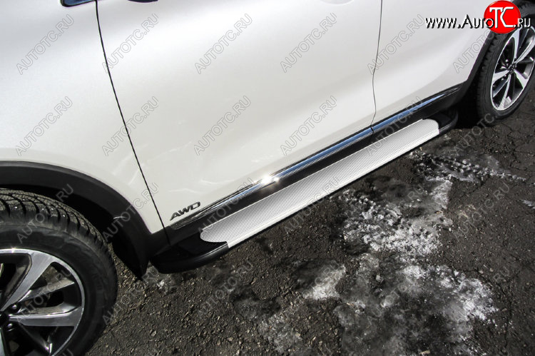 13 349 р. Пороги алюминиевые Slitkoff  KIA Sorento  UM/Prime (2014-2018) дорестайлинг (Optima Silver)  с доставкой в г. Пермь
