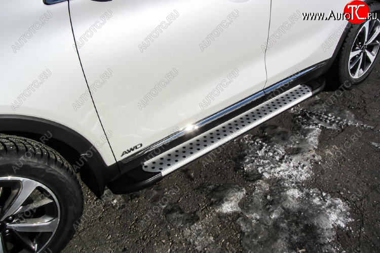 17 399 р. Пороги алюминиевые Slitkoff  KIA Sorento  UM/Prime (2014-2018) дорестайлинг (Standart Silver)  с доставкой в г. Пермь