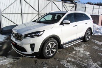 17 399 р. Пороги алюминиевые Slitkoff  KIA Sorento  UM/Prime (2014-2018) дорестайлинг (Standart Silver)  с доставкой в г. Пермь. Увеличить фотографию 2