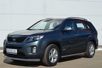 9 999 р. Защита порогов на SLITKOFF (труба D63 мм) KIA Sorento UM/Prime рестайлинг (2018-2020) (Защита порогов с закругленными торцами (вариант 3))  с доставкой в г. Пермь. Увеличить фотографию 3