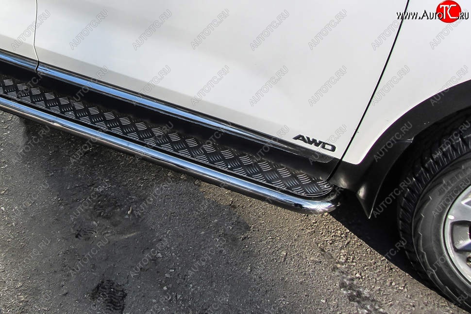 19 399 р. Защита порогов Slitkoff (с листом, d57 мм)  KIA Sorento  UM/Prime (2018-2020) рестайлинг (Нержавейка)  с доставкой в г. Пермь