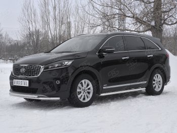 17 999 р. Защита переднего бампера (2 трубы Ø42 мм, нержавейка) SLITKOFF KIA Sorento UM/Prime рестайлинг (2018-2020)  с доставкой в г. Пермь. Увеличить фотографию 2