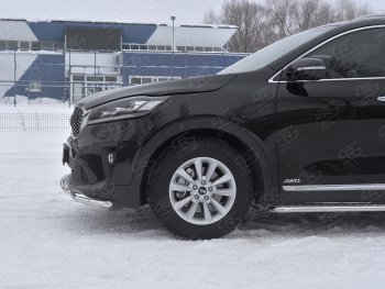 17 999 р. Защита переднего бампера (2 трубы Ø42 мм, нержавейка) SLITKOFF KIA Sorento UM/Prime рестайлинг (2018-2020)  с доставкой в г. Пермь. Увеличить фотографию 3