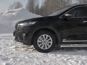 19 799 р. Защита переднего бампера (Ø 63/42 мм с углами, нержавейка) SLITKOFF KIA Sorento UM/Prime рестайлинг (2018-2020)  с доставкой в г. Пермь. Увеличить фотографию 3