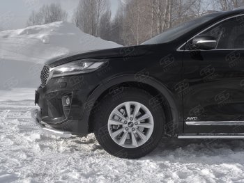 22 999 р. Защита переднего бампера (2 трубы Ø63 и 75х42 мм, нержавейка) SLITKOFF KIA Sorento UM/Prime рестайлинг (2018-2020)  с доставкой в г. Пермь. Увеличить фотографию 3