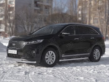 18 849 р. Защита переднего бампера (2 трубы Ø63 и 42 мм, нержавейка) SLITKOFF KIA Sorento UM/Prime рестайлинг (2018-2020)  с доставкой в г. Пермь. Увеличить фотографию 2