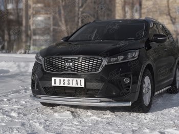 18 849 р. Защита переднего бампера (2 трубы Ø63 и 42 мм, нержавейка) SLITKOFF KIA Sorento UM/Prime рестайлинг (2018-2020)  с доставкой в г. Пермь. Увеличить фотографию 4