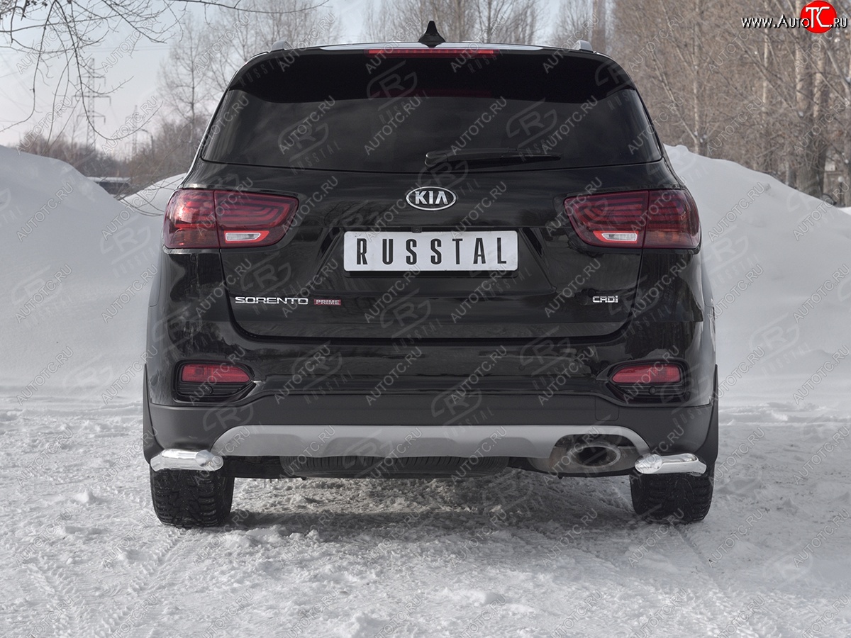 15 799 р. Защита заднего бампера (Ø63 мм уголки, нержавейка) SLITKOFF KIA Sorento UM/Prime рестайлинг (2018-2020)  с доставкой в г. Пермь