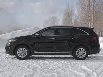 13 299 р. Защита порогов (Ø75x42 мм с проступью, нержавейка) Russtal KIA Sorento UM/Prime рестайлинг (2018-2020)  с доставкой в г. Пермь. Увеличить фотографию 2