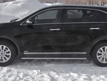 13 299 р. Защита порогов (Ø75x42 мм с проступью, нержавейка) Russtal KIA Sorento UM/Prime рестайлинг (2018-2020)  с доставкой в г. Пермь. Увеличить фотографию 3