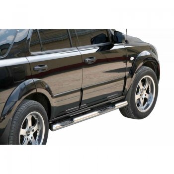 Защита порогов ТехноСфера (Техно Сфера) (нержавейка, с проступью, d76 mm) KIA Sorento BL рестайлинг (2006-2010)