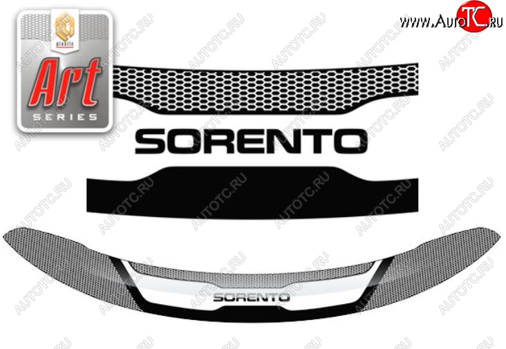 2 299 р. Дефлектор капота CA-Plastiс  KIA Sorento  XM (2012-2015) рестайлинг (серия Art белая)  с доставкой в г. Пермь