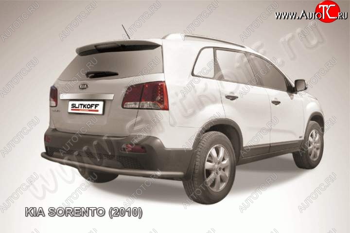 10 849 р. Защита заднего бампера из трубы d57 Slitkoff (длинная)  KIA Sorento  XM (2009-2012) дорестайлинг (Цвет: серебристый)  с доставкой в г. Пермь