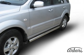 12 509 р. Защита штатных порогов Arbori (нержавейка, d76 mm). KIA Sorento BL рестайлинг (2006-2010)  с доставкой в г. Пермь. Увеличить фотографию 2