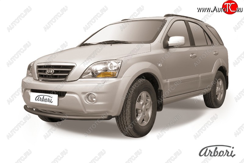 5 669 р. Защита переднего бампера Arbori (черная, 1 труба d57 mm). KIA Sorento BL дорестайлинг (2002-2006)  с доставкой в г. Пермь