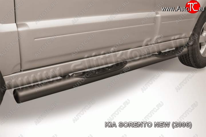 12 399 р. Защита порогов из труб d76 (с проступью) Slitkoff  KIA Sorento  BL (2006-2010) рестайлинг (Цвет: серебристый)  с доставкой в г. Пермь