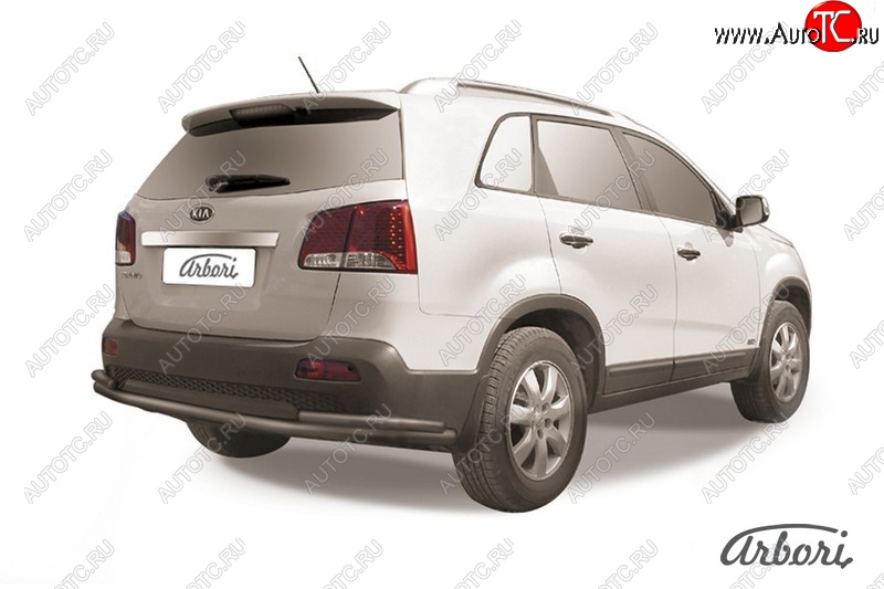 9 170 р. Защита заднего бампера Arbori (уголки, черная, 2 трубы d57 и 42 mm). KIA Sorento XM дорестайлинг (2009-2012)  с доставкой в г. Пермь