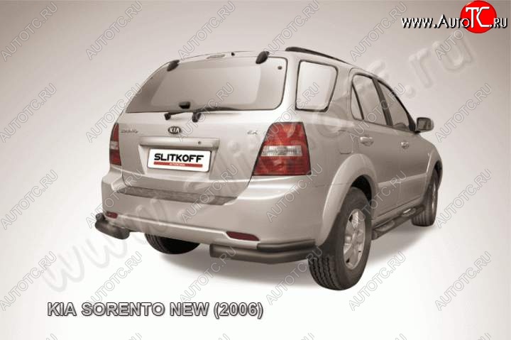 9 449 р. Защита заднего бампера из уголков d76+d42 Slitkoff (двойная) KIA Sorento BL дорестайлинг (2002-2006) (Цвет: серебристый)  с доставкой в г. Пермь