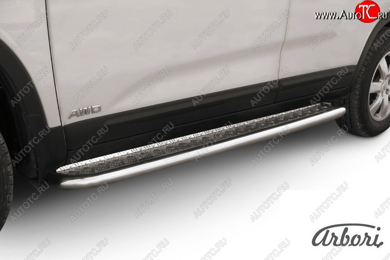 24 999 р. Защита штатных порогов с листом Arbori (нержавейка, алюминий, d42 mm)  KIA Sorento  UM/Prime (2014-2018) дорестайлинг  с доставкой в г. Пермь