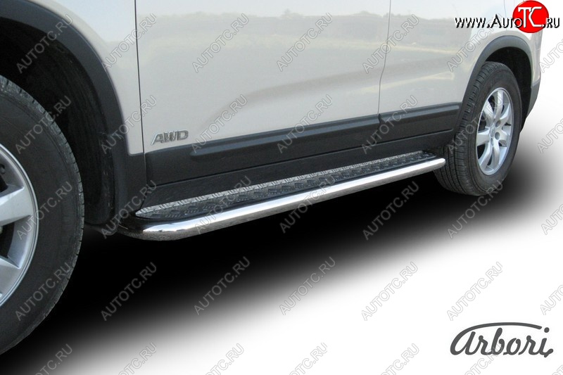 15 569 р. Защита штатных порогов с листом Arbori (нержавейка, алюминий, d57) KIA Sorento XM дорестайлинг (2009-2012)  с доставкой в г. Пермь