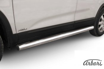 Защита штатных порогов Arbori (нержавейка, d76 mm). KIA Sorento XM дорестайлинг (2009-2012)