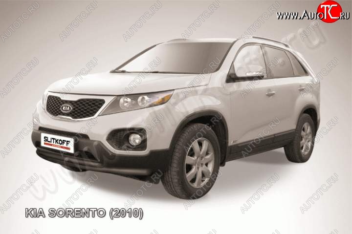 9 399 р. Защита переднего бампера из труб d57+d42 Slitkoff (двойная) KIA Sorento XM дорестайлинг (2009-2012) (Цвет: серебристый)  с доставкой в г. Пермь