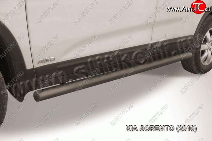 10 349 р. Защита порогов из труб d57 Slitkoff  KIA Sorento  XM (2009-2012) дорестайлинг (Цвет: серебристый)  с доставкой в г. Пермь