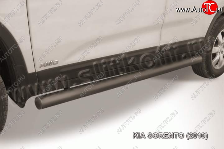 11 949 р. Защита порогов из труб d76 Slitkoff  KIA Sorento  XM (2009-2012) дорестайлинг (Цвет: серебристый)  с доставкой в г. Пермь