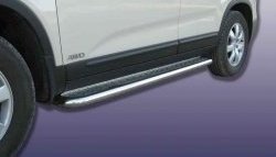 Широкая защита порогов из трубы диаметром 57 мм Slitkoff KIA Sorento XM дорестайлинг (2009-2012)